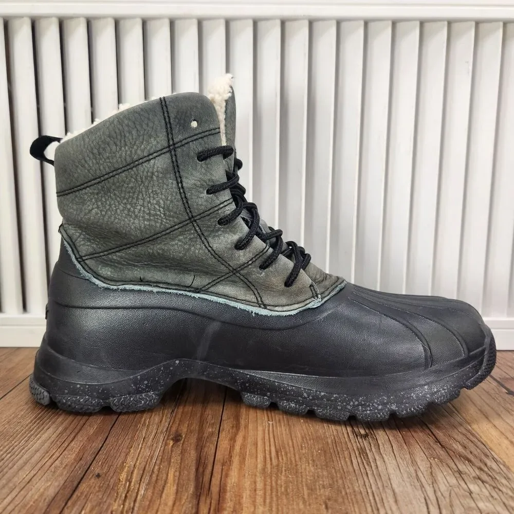 Sperry Duck Float Boots Men Sz 8M Green Leather Rubber Rain Lined Outdoors Ankle